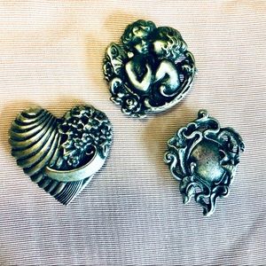 3 Ornate Silver Tone Button Covers, Engraved Designs, New Never Used